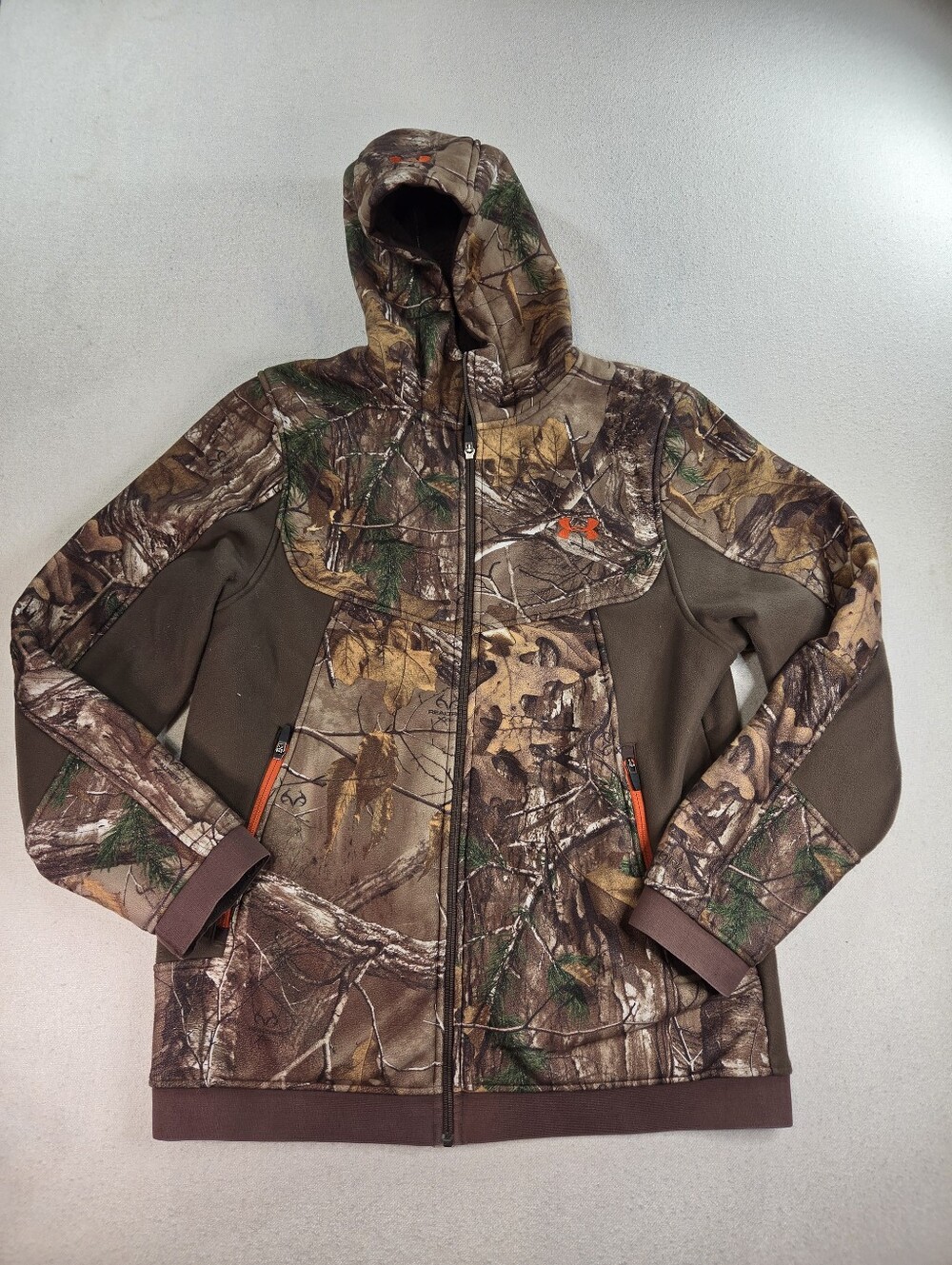 Under Armour UA Storm Jacket Mens XL Realtree Camo Full Zip Fleece Lined Hooded